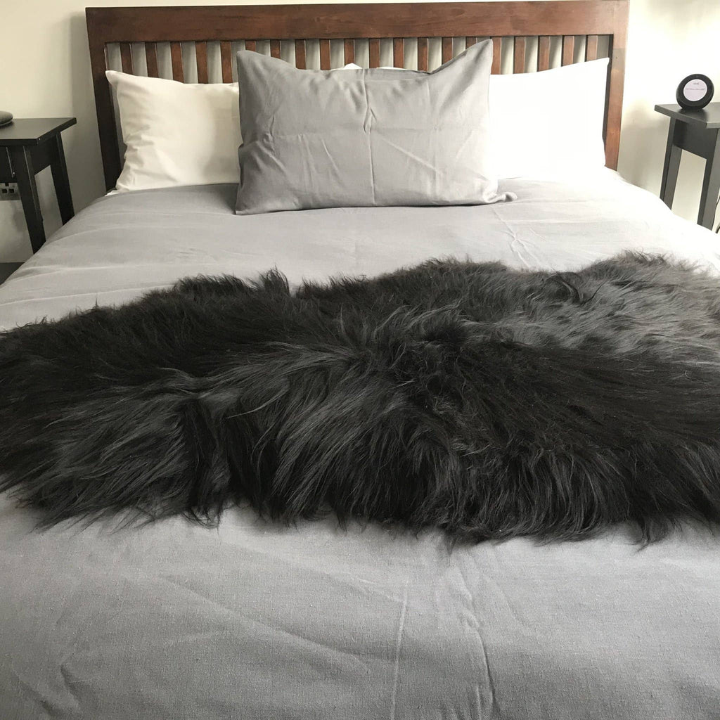 Icelandic Natural Black Undyed Sheepskin Rug