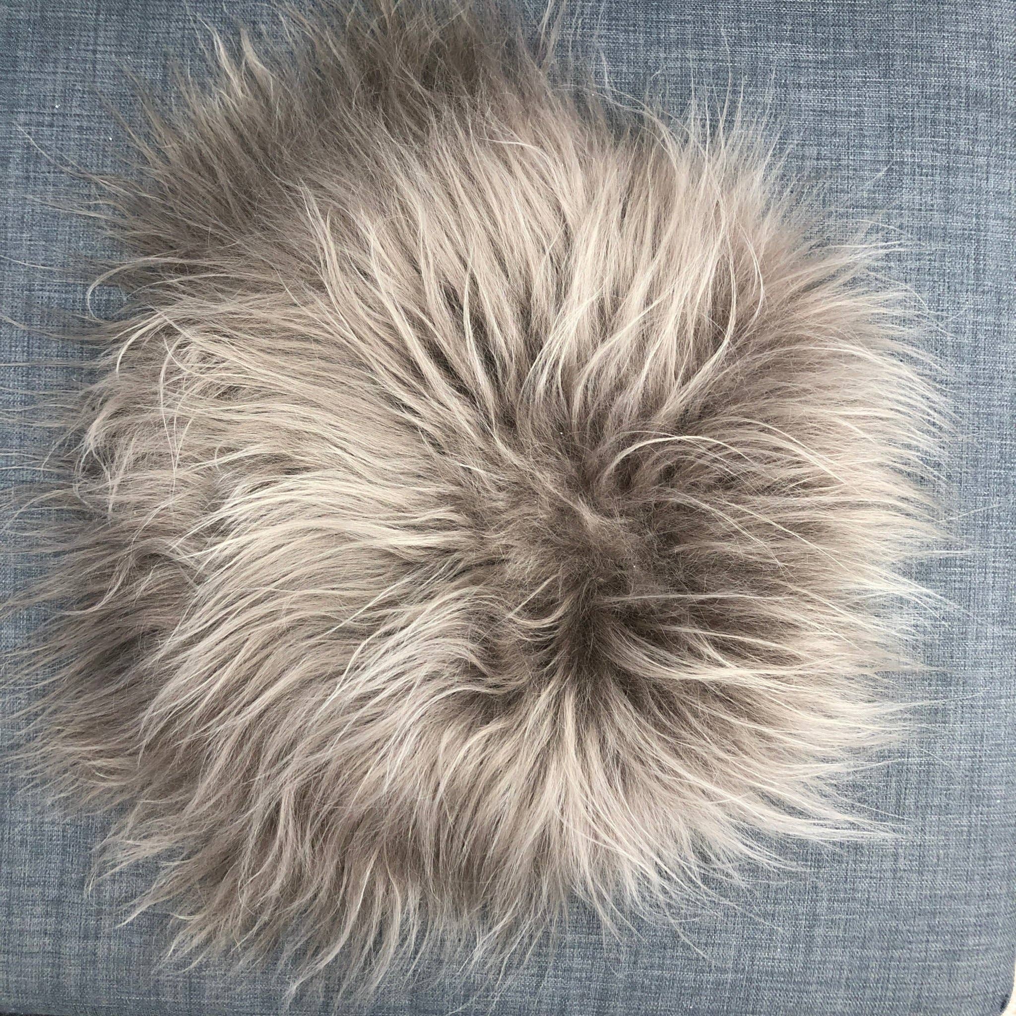 Icelandic Sheepskin Roundie Seat Cover Taupe Long 35cm