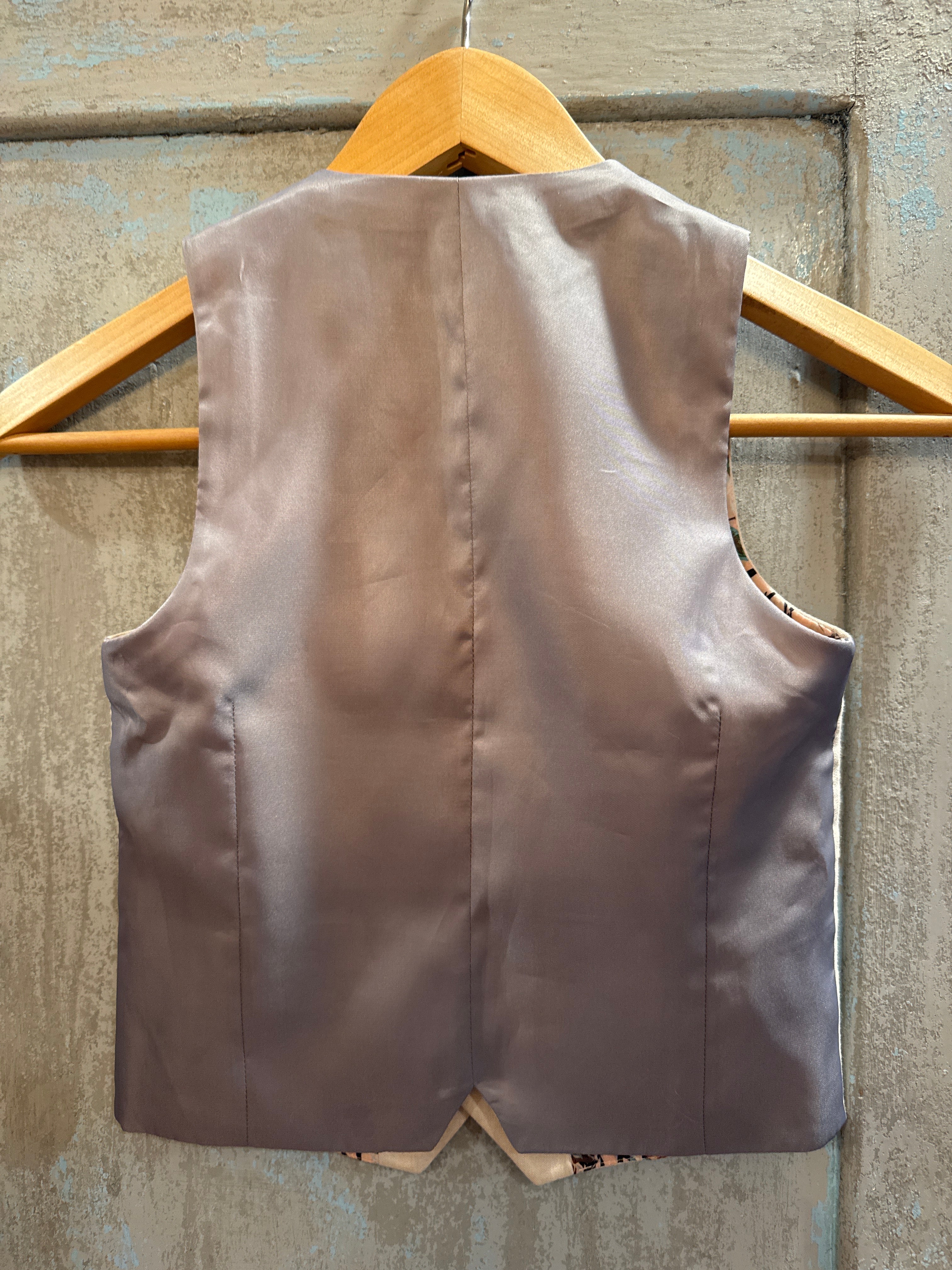 English Linen Child's Waistcoat with Tiger Botanical Lining