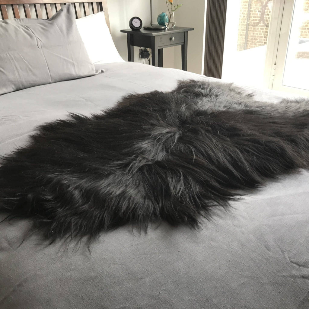 Icelandic Natural Black Undyed Sheepskin Rug