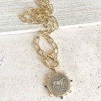 Equestrian Horse Coin Link Necklace
