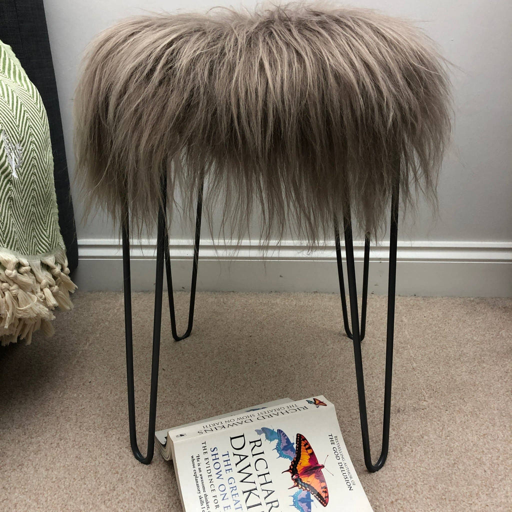 Icelandic Sheepskin Roundie Seat Cover Taupe Long 35cm