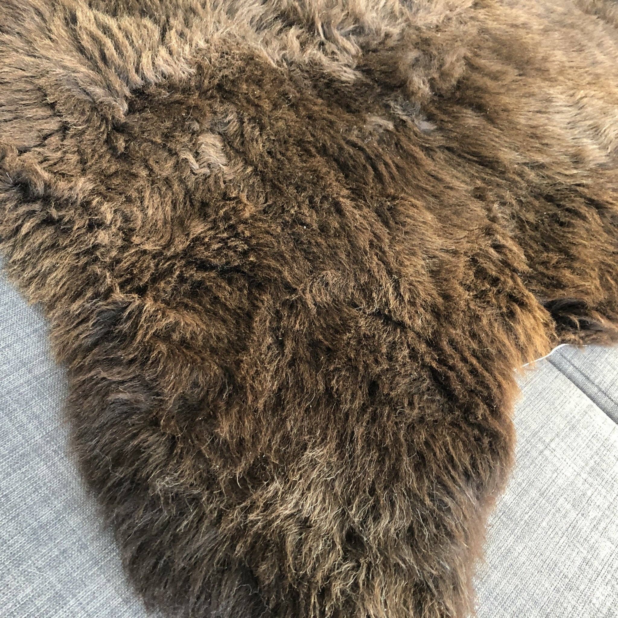Natural British Brown Sheepskin Rug Large
