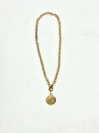 Necklace French Coin Vintage StainlessSteel GoldChain 18”