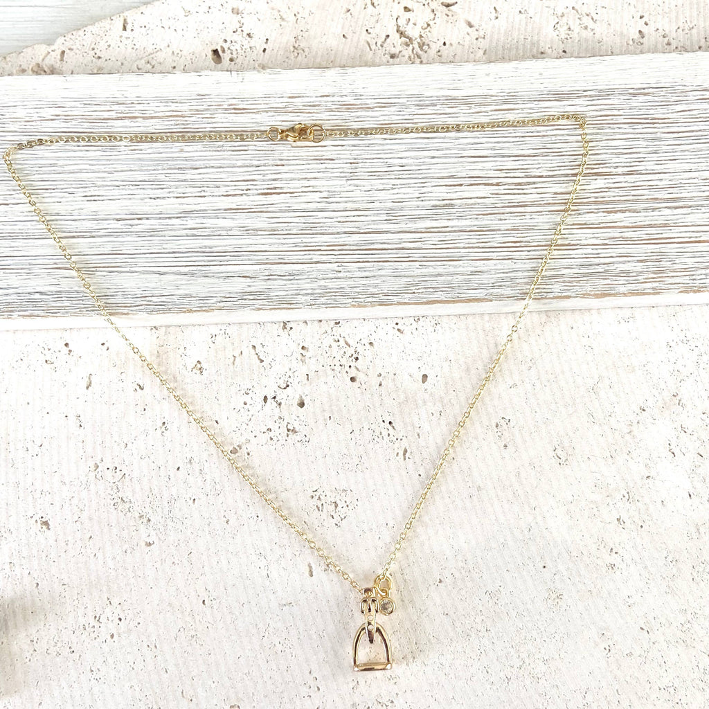 Horse jewelry stirrup necklace, equestrian, derby