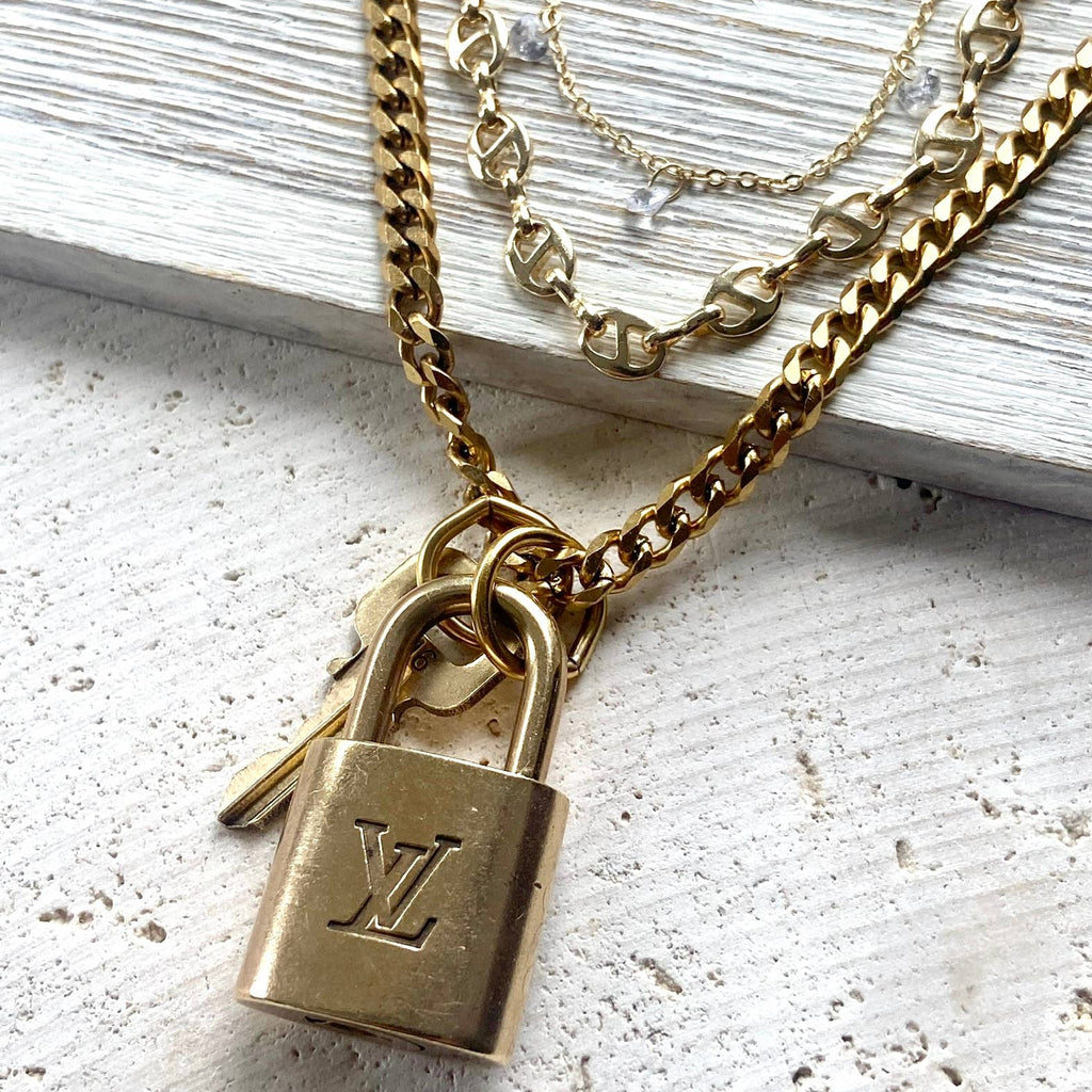 Louis Vuitton Upcycled Repurposed Lock + Key Necklace 