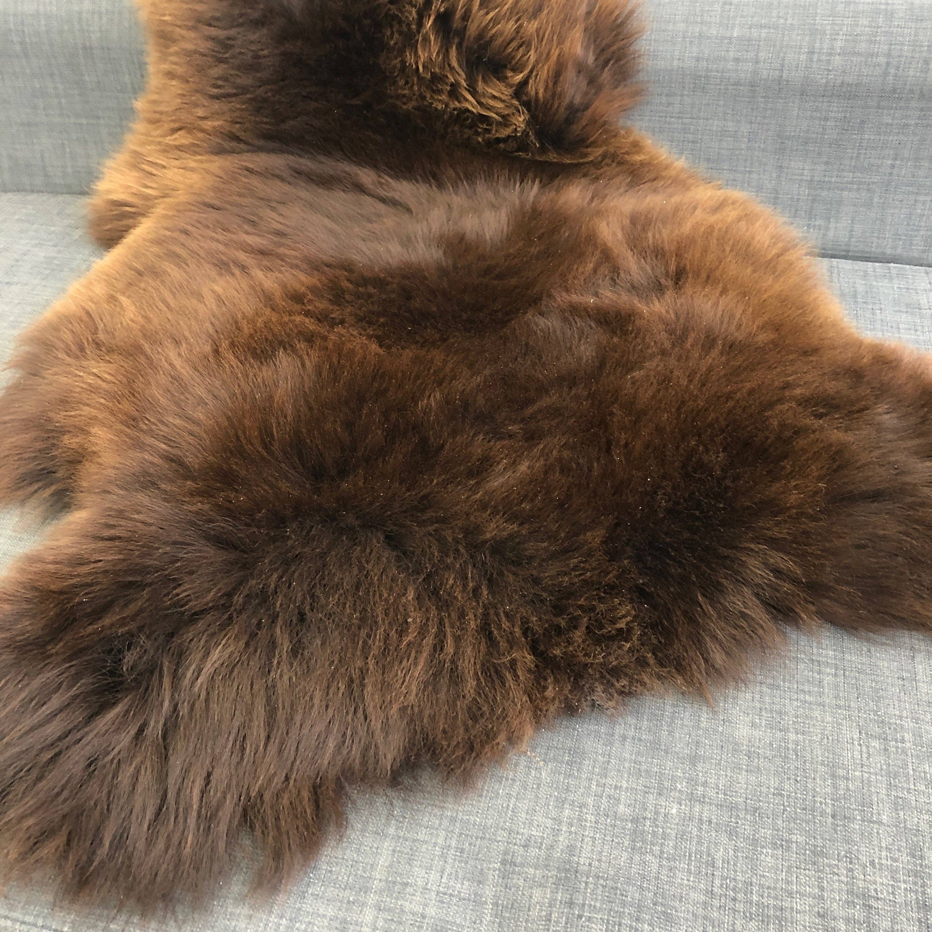 Natural British Brown Sheepskin Rug Large
