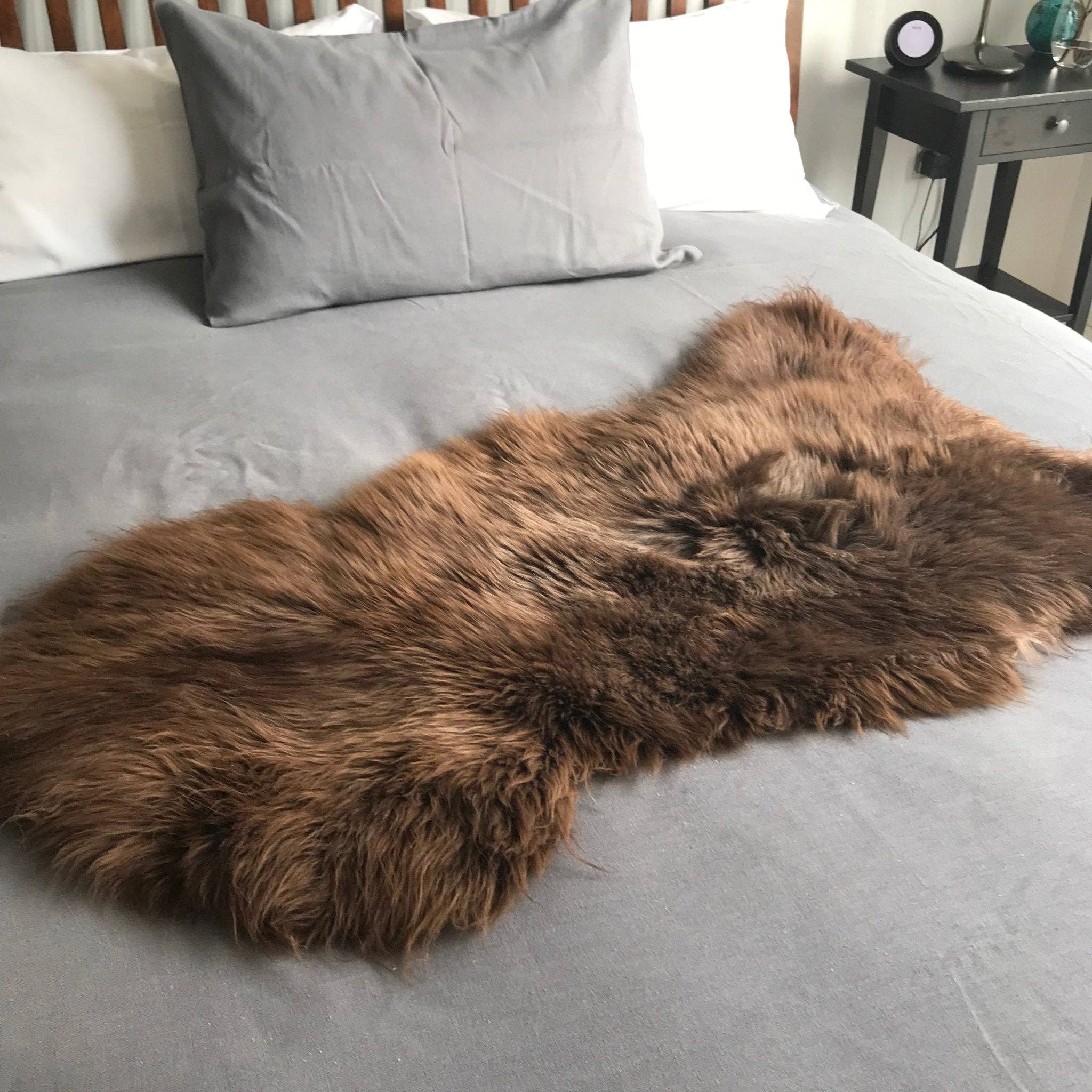 Natural British Brown Sheepskin Rug Large