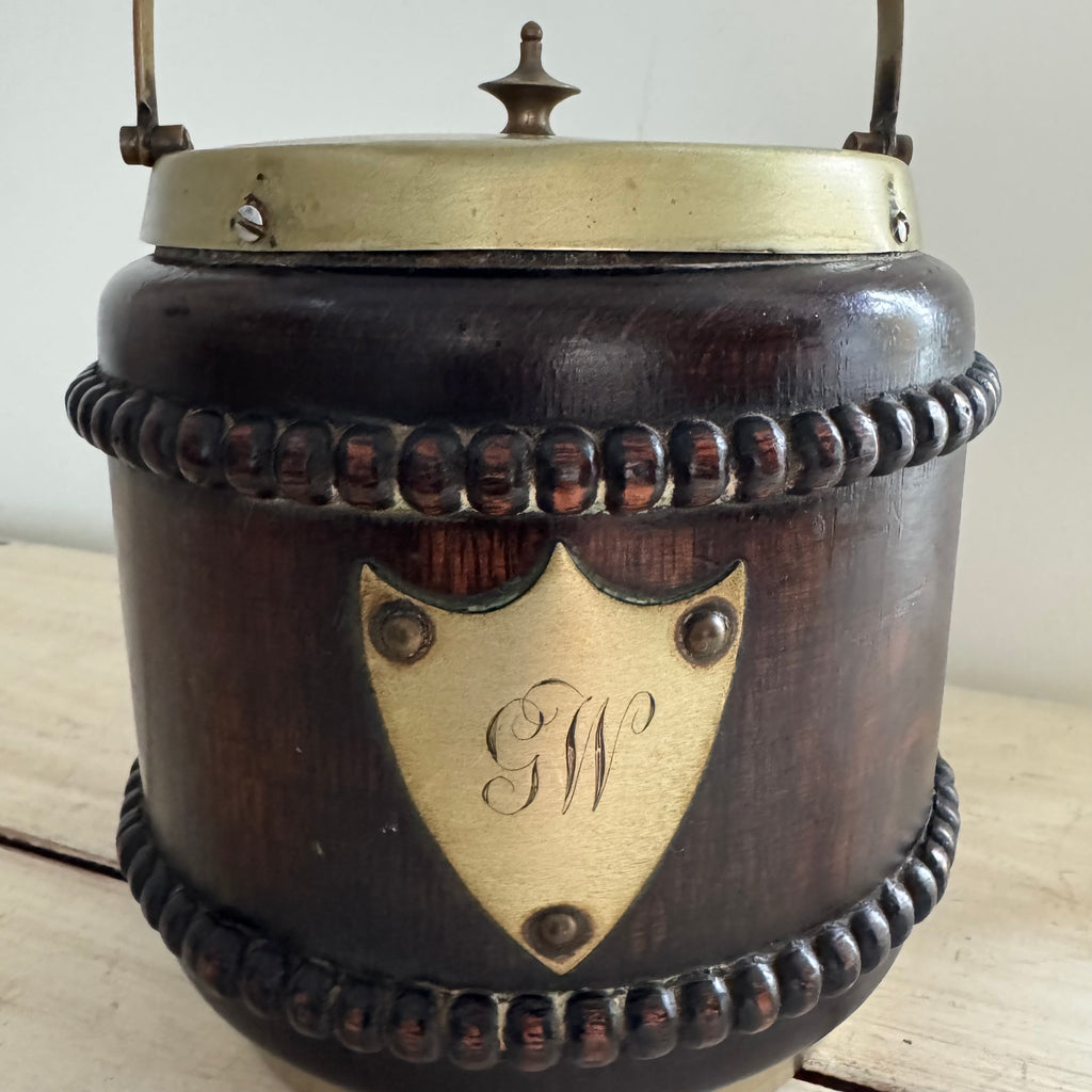 English Biscuit Barrel with G.W Crest