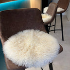 British Curly White Sheepskin Roundie Seat Pad – 35cm
