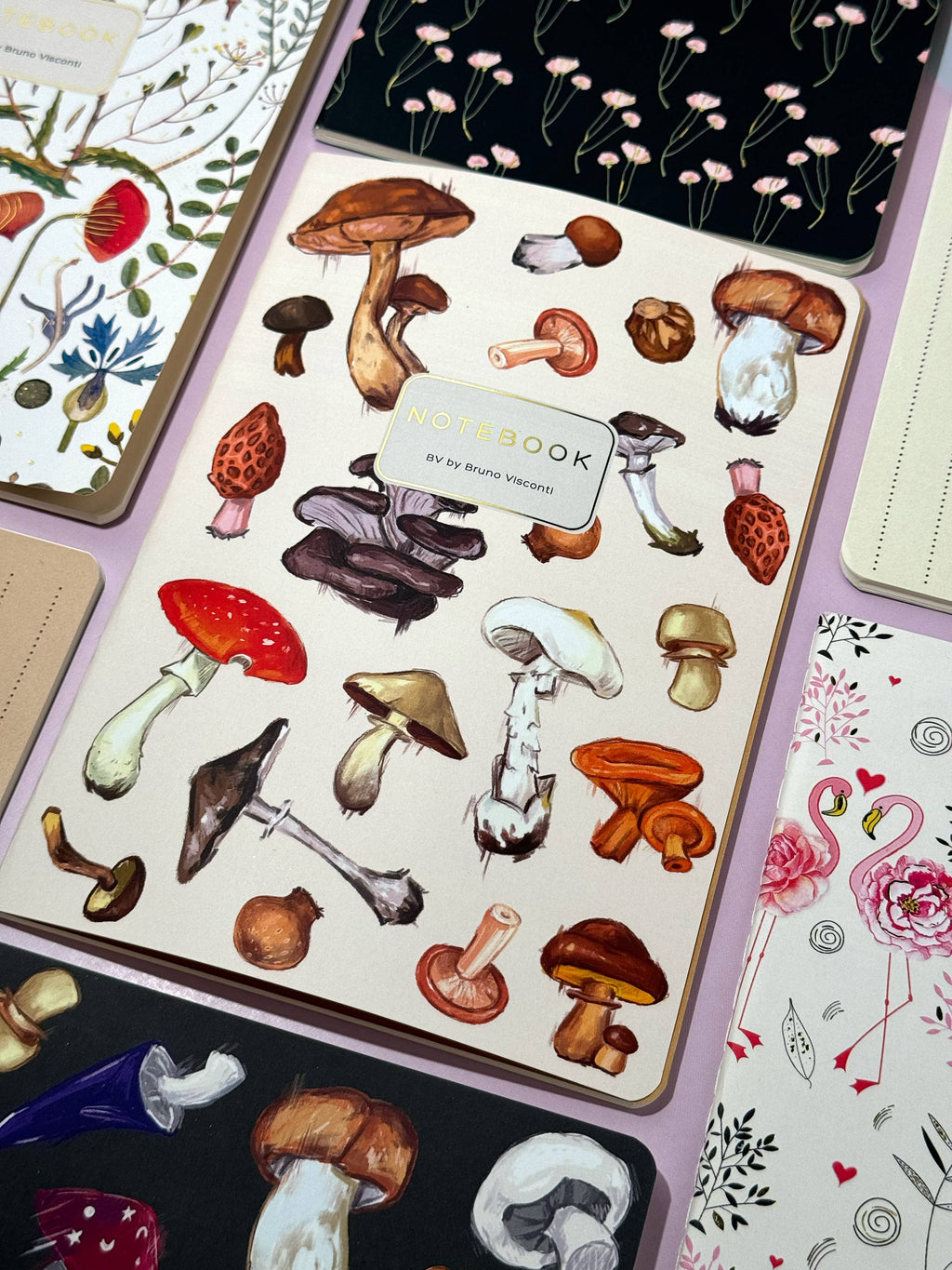 Mushrooms on White Notebook