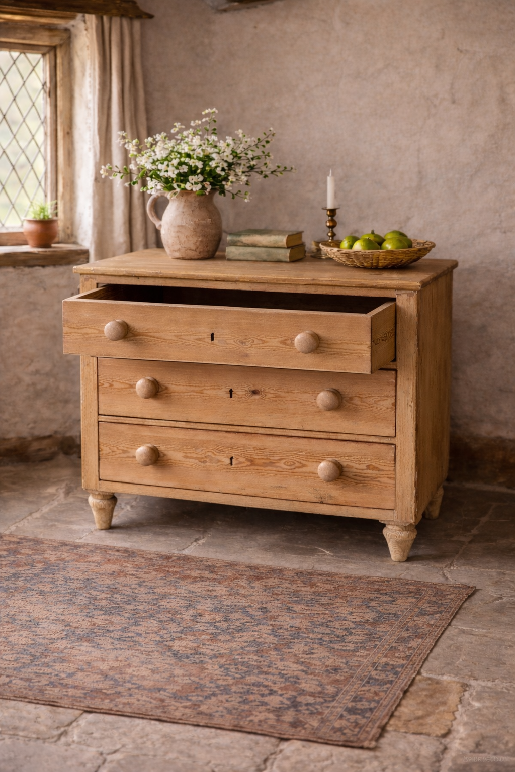 Antique English Pine Chest of Drawers – England, 19th Century
