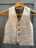 English Linen Child's Waistcoat with Tiger Botanical Lining