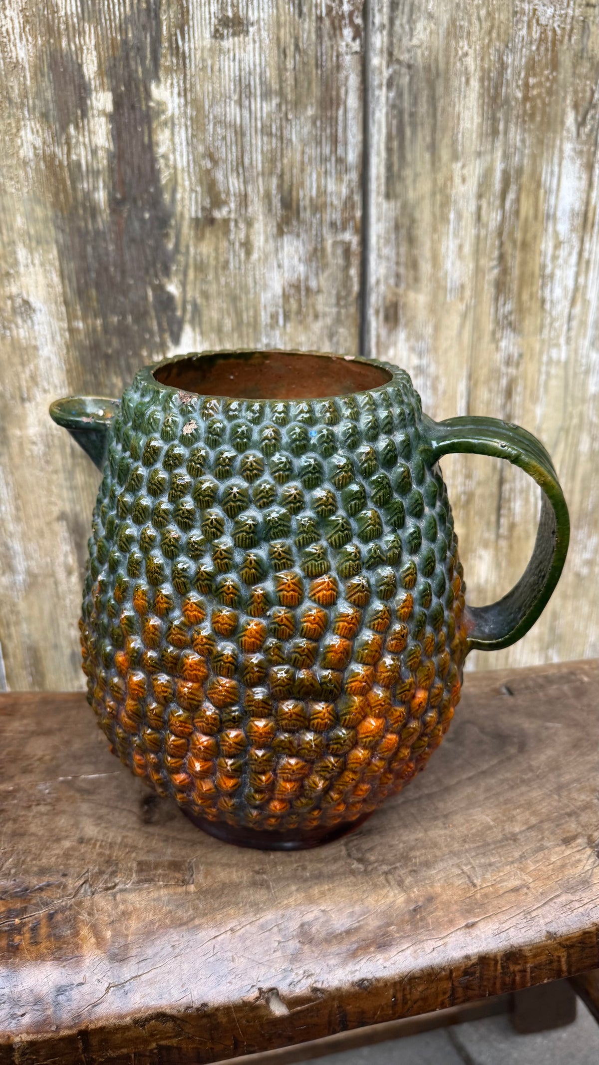 Hand-Thrown Redware Pineapple Pitcher