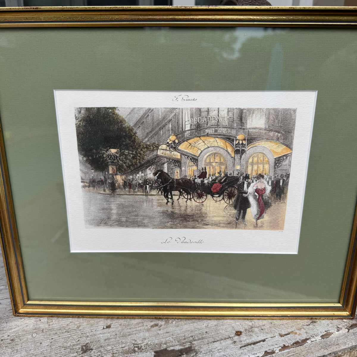 Pair of F. Giusto Hand-Colored Paris Engravings