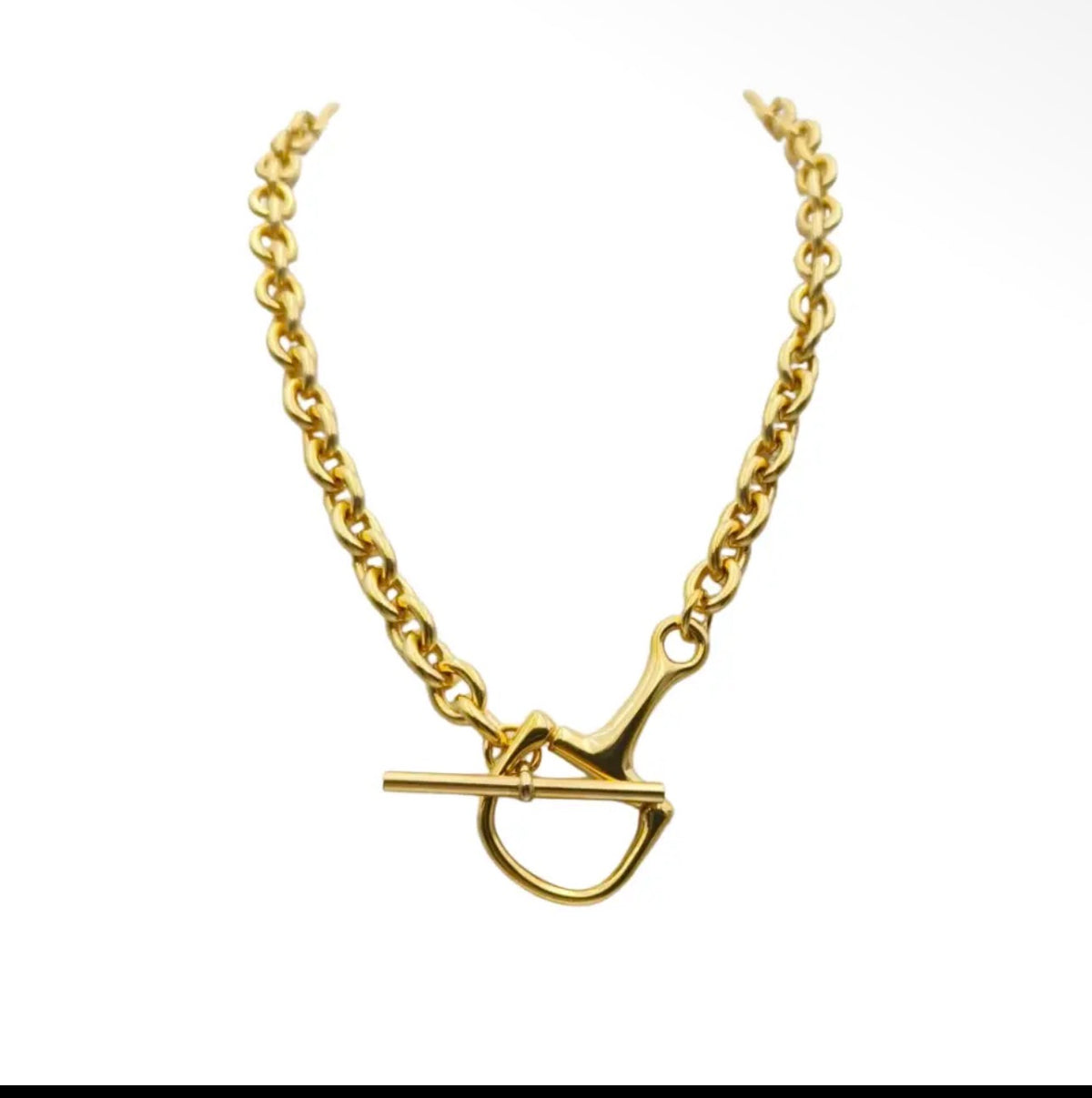 Equestrian Horse Bit Toggle Necklace 18k Gold