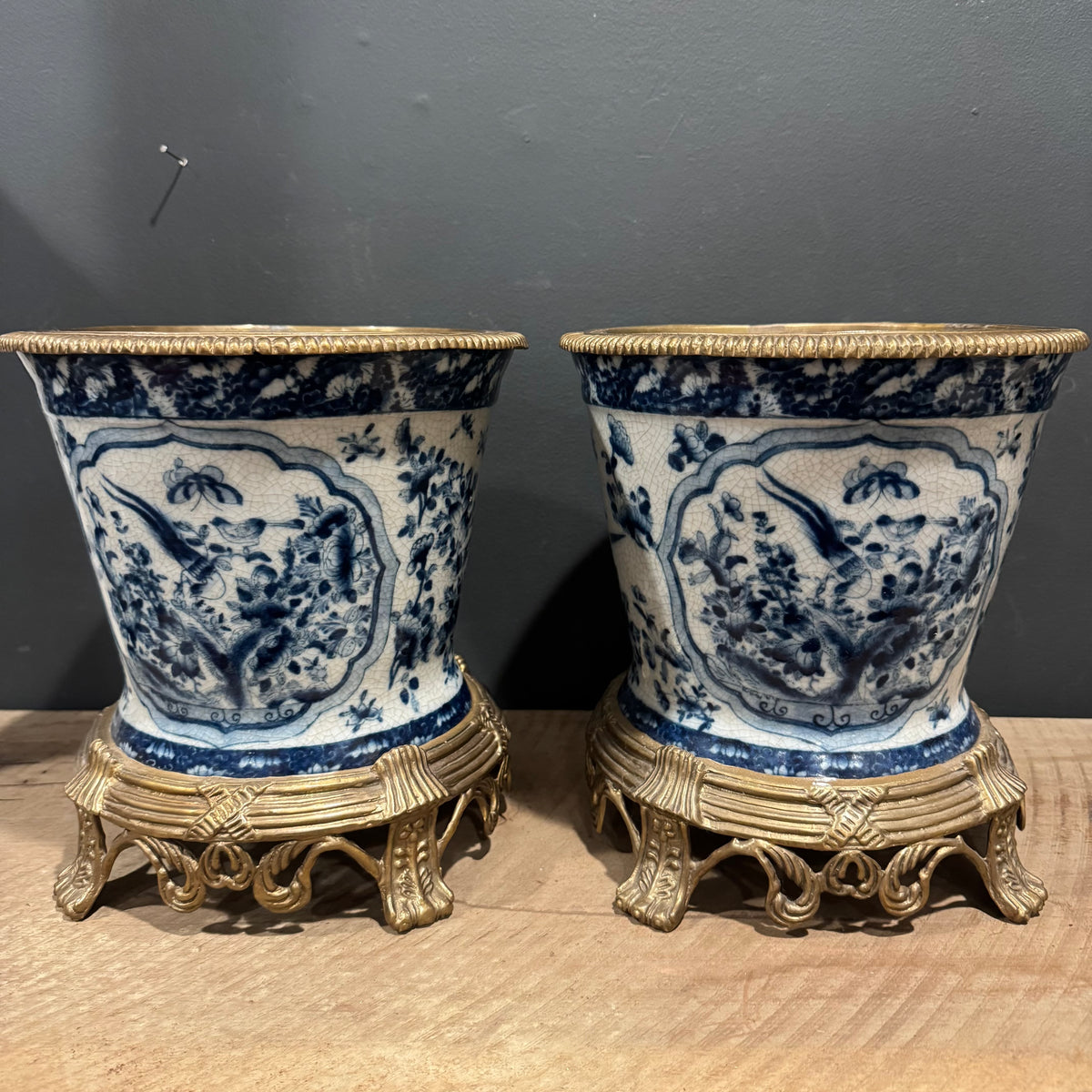 Blue & White Chinoiserie Style Cachepots