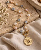 Bee Coin Pearl Statement Necklace