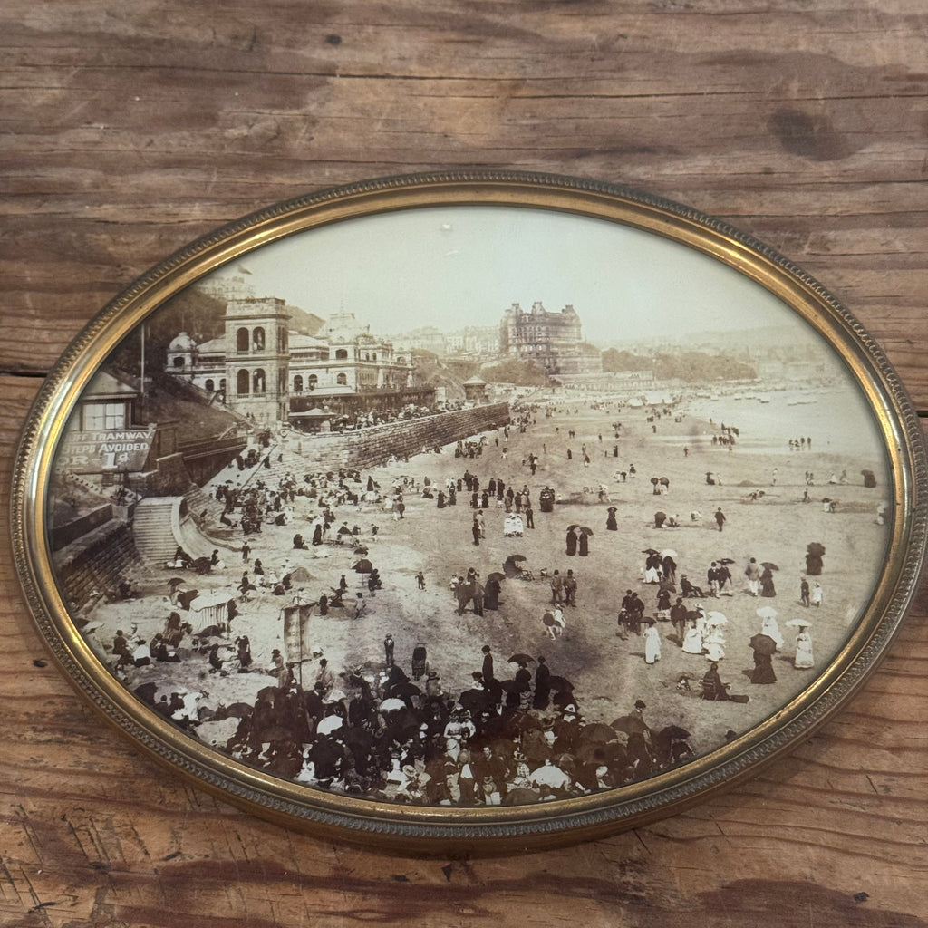 Pair of Scarborough Seaside Photographs in Oval Gilt Frames