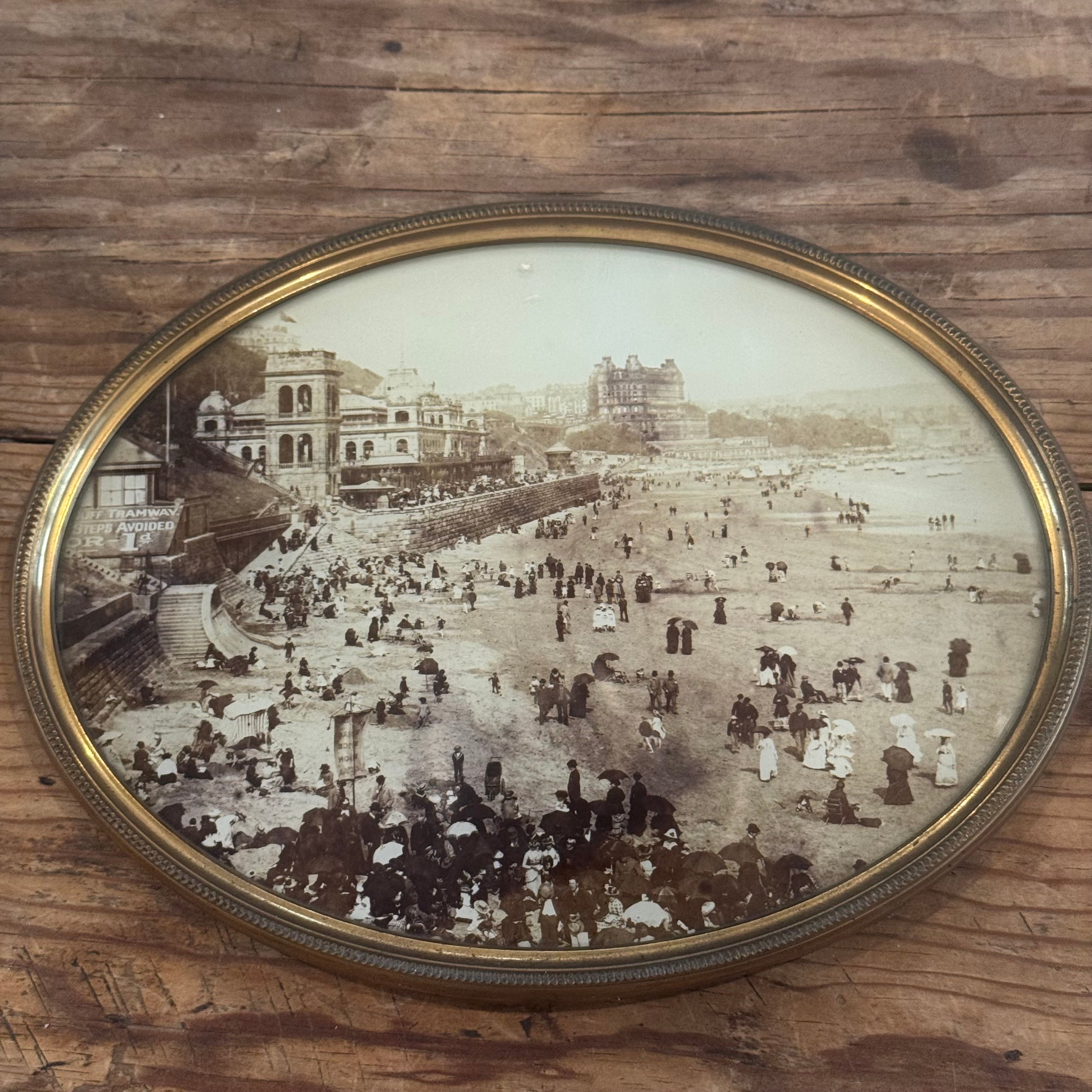 Pair of Scarborough Seaside Photographs in Oval Gilt Frames