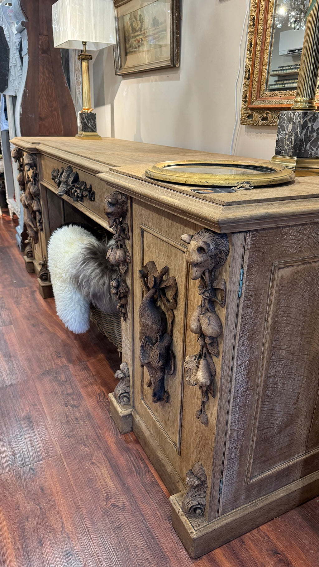Carved Oak Hunting Buffet, circa 1880