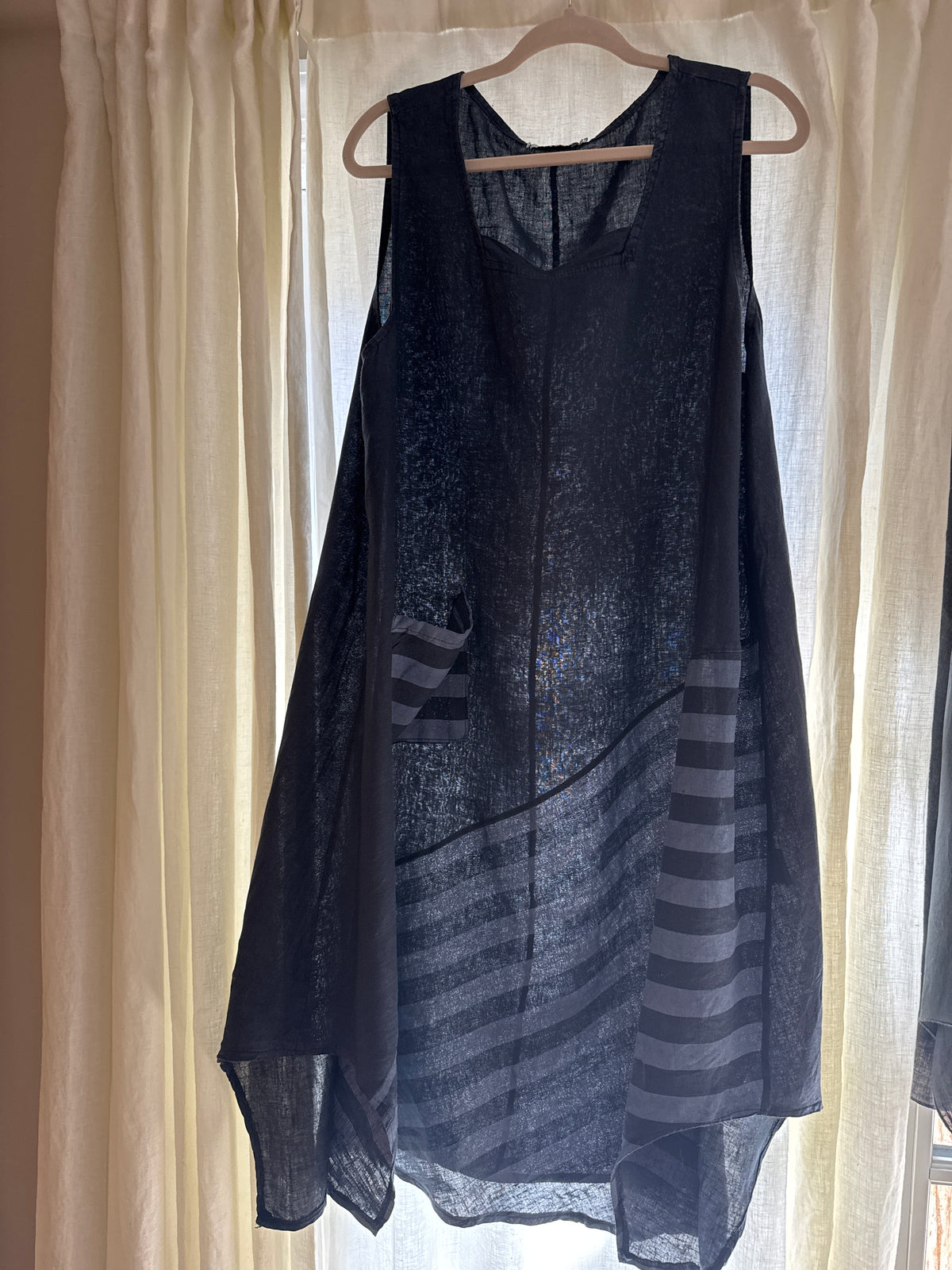 Italian linen blue striped dress