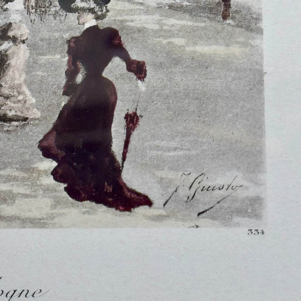 Pair of F. Giusto Hand-Colored Paris Engravings