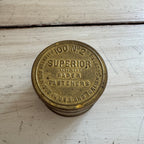 Antique Superior Paper Fasteners Tin with Original Brass Fasteners