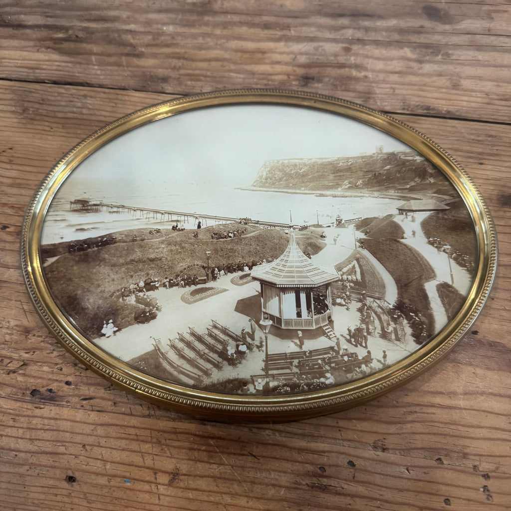 Pair of Scarborough Seaside Photographs in Oval Gilt Frames