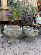 Pair of English Weathered Cast Stone Garden Urns