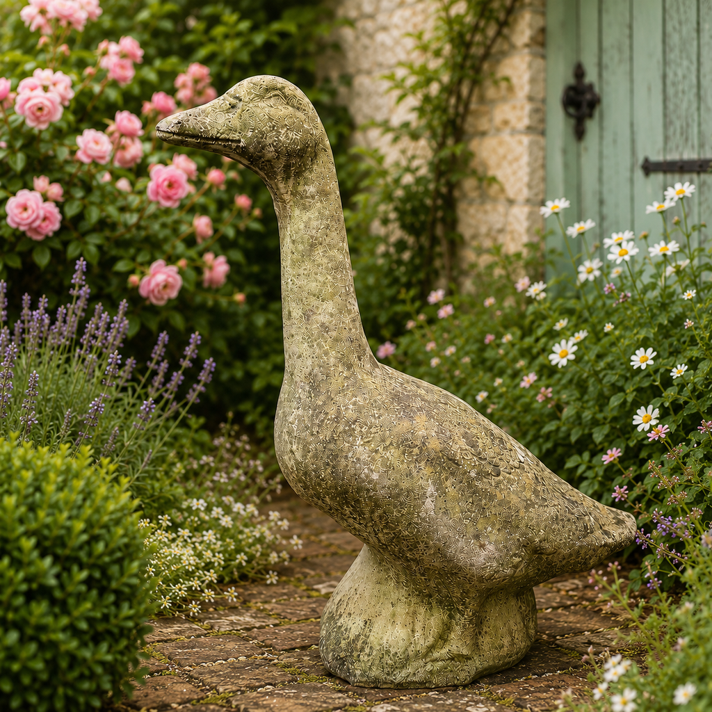 Vintage Stone Goose Statue