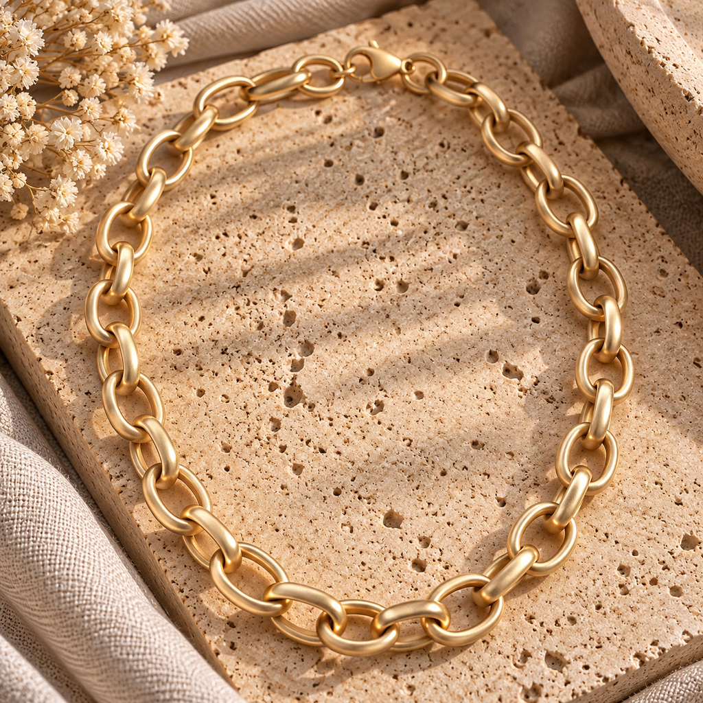 Matte Gold Chunky Link Necklace