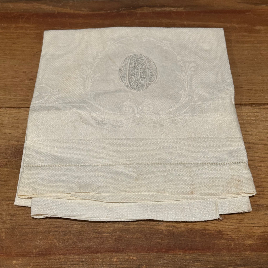 Antique Monogrammed Damask Hand Towel