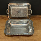 English Silver-Plated Serving Tray with Dome Lid