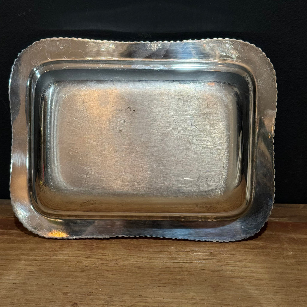 English Silver-Plated Serving Tray with Dome Lid