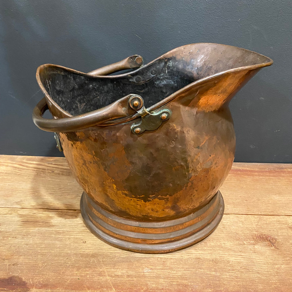 English Hammered Copper Coal Scuttle