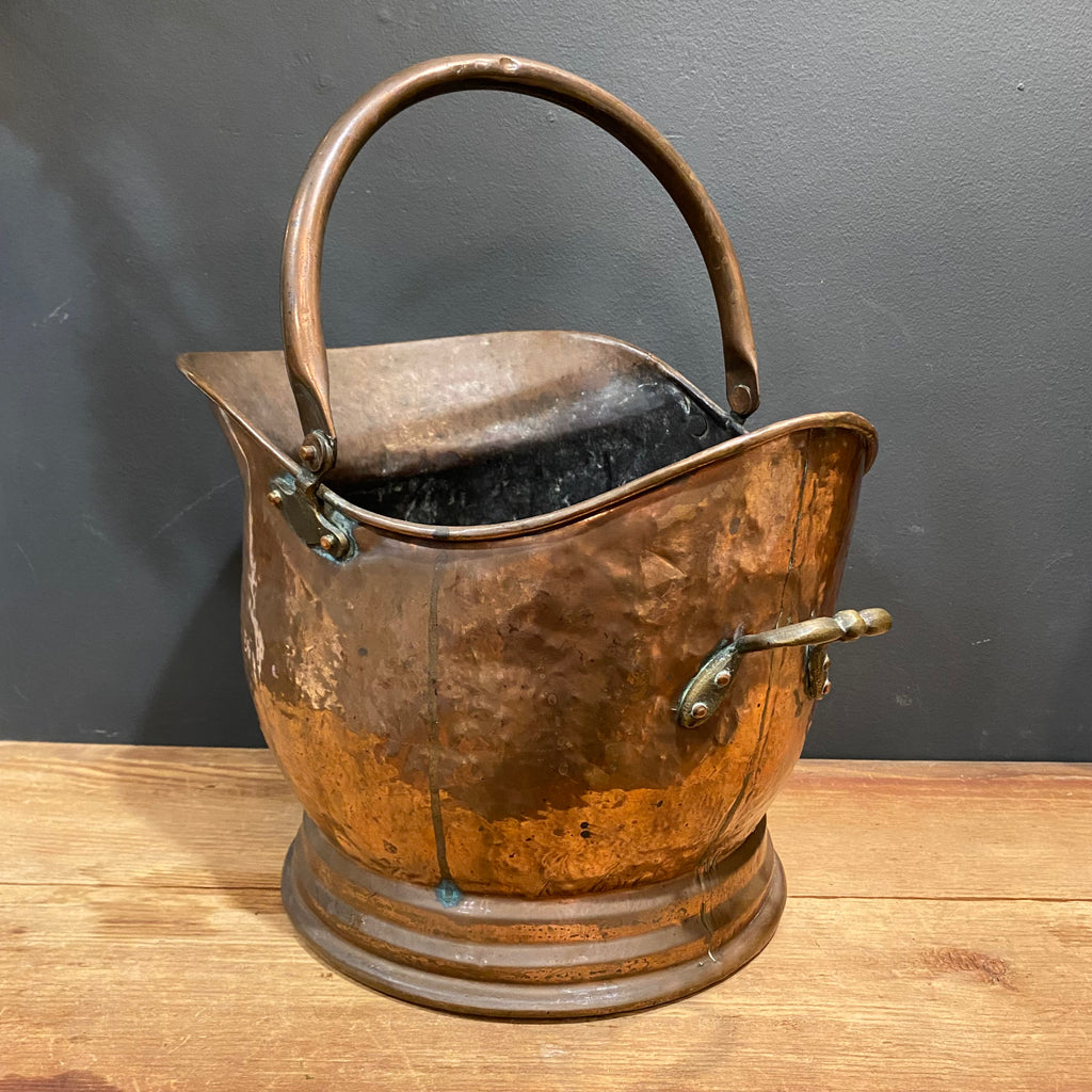 English Hammered Copper Coal Scuttle