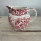 Rural England Red Transferware Pitcher