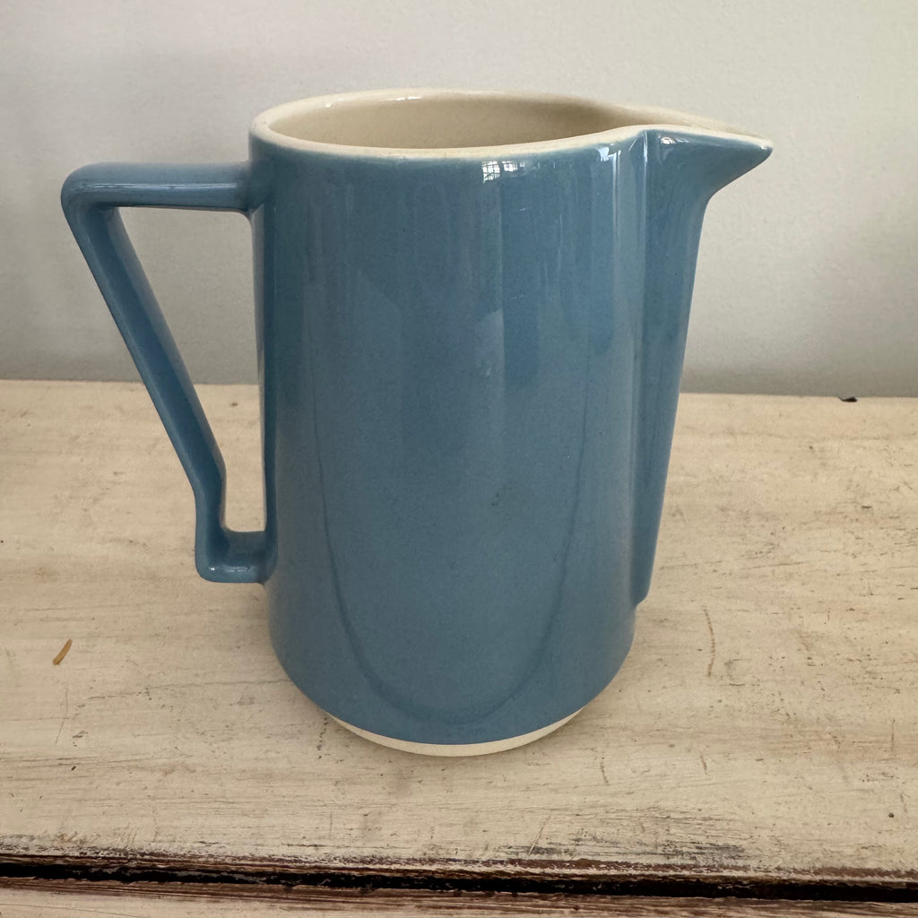 Vintage Blue Glazed Pottery Pitcher