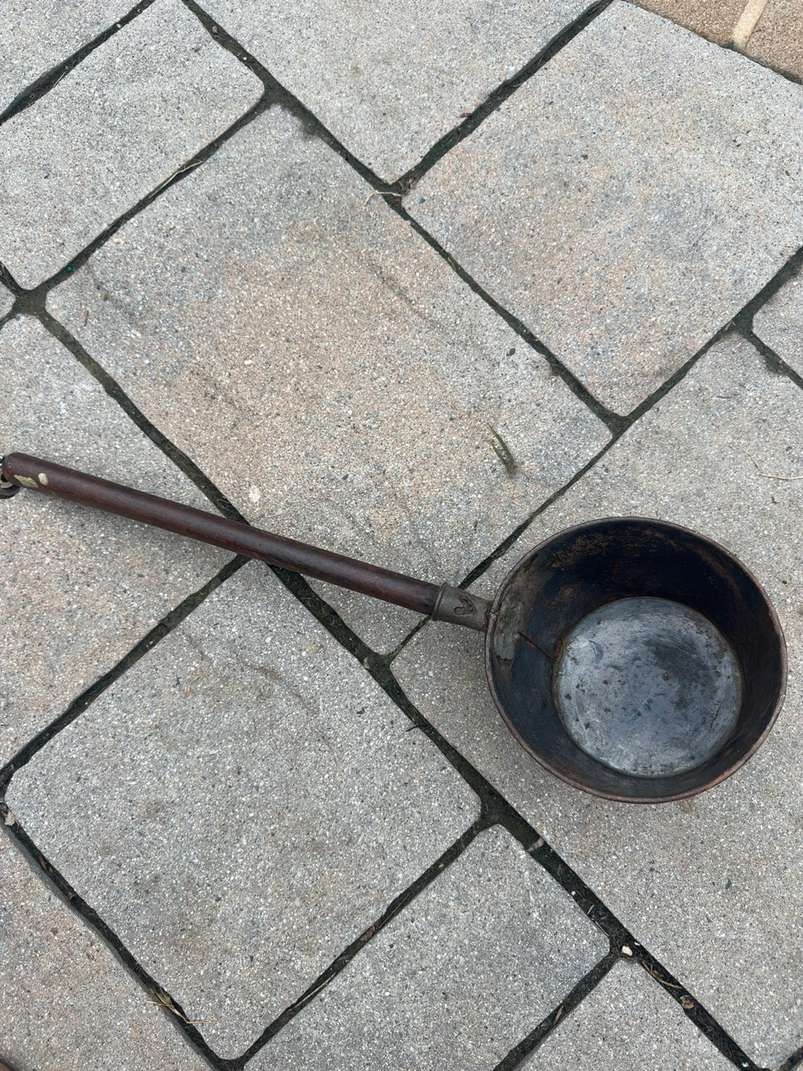 Antique Primitive Tinned Iron Long-Handled Hearth Dipper