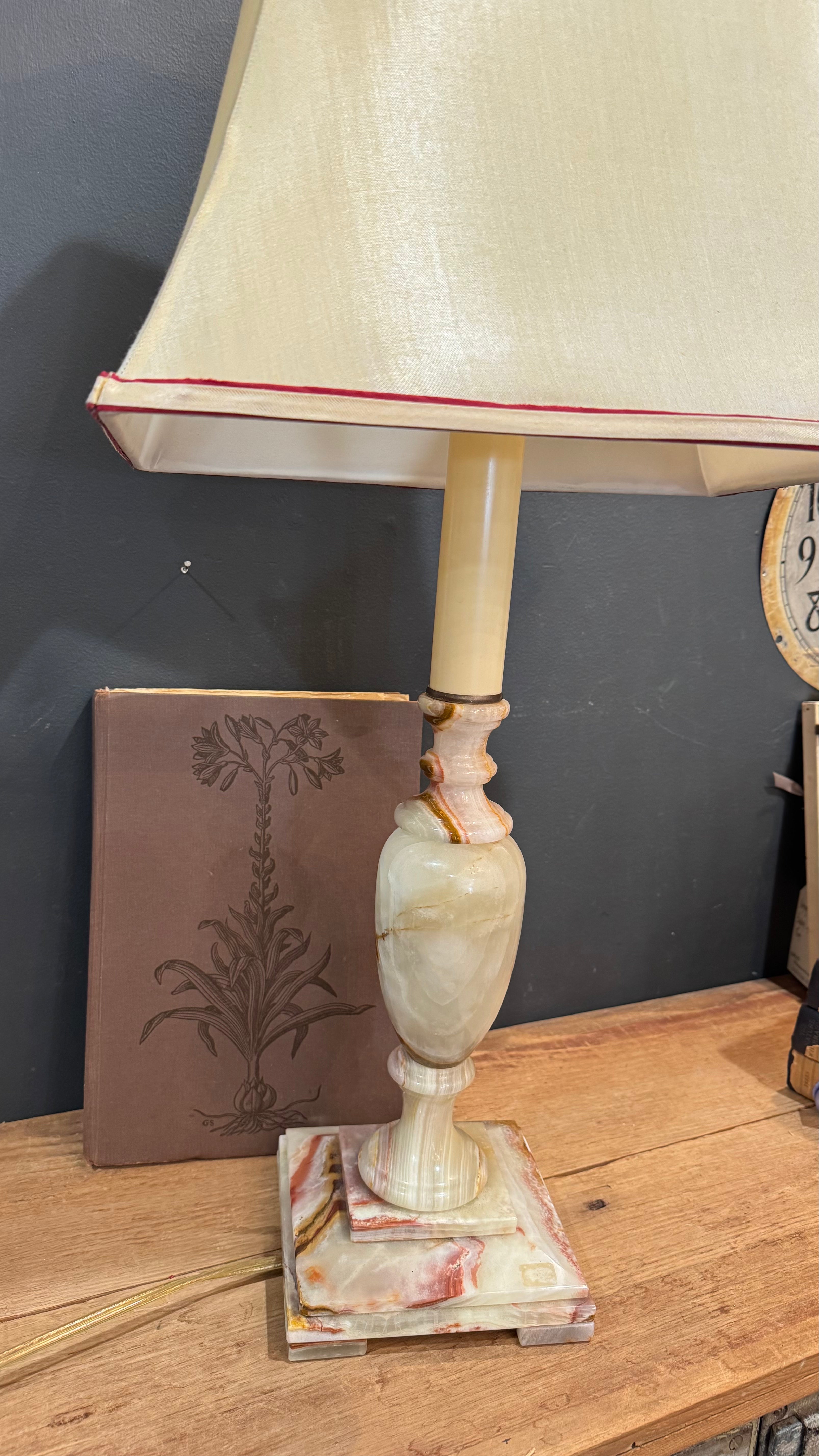 Vintage Carved Onyx Table Lamp