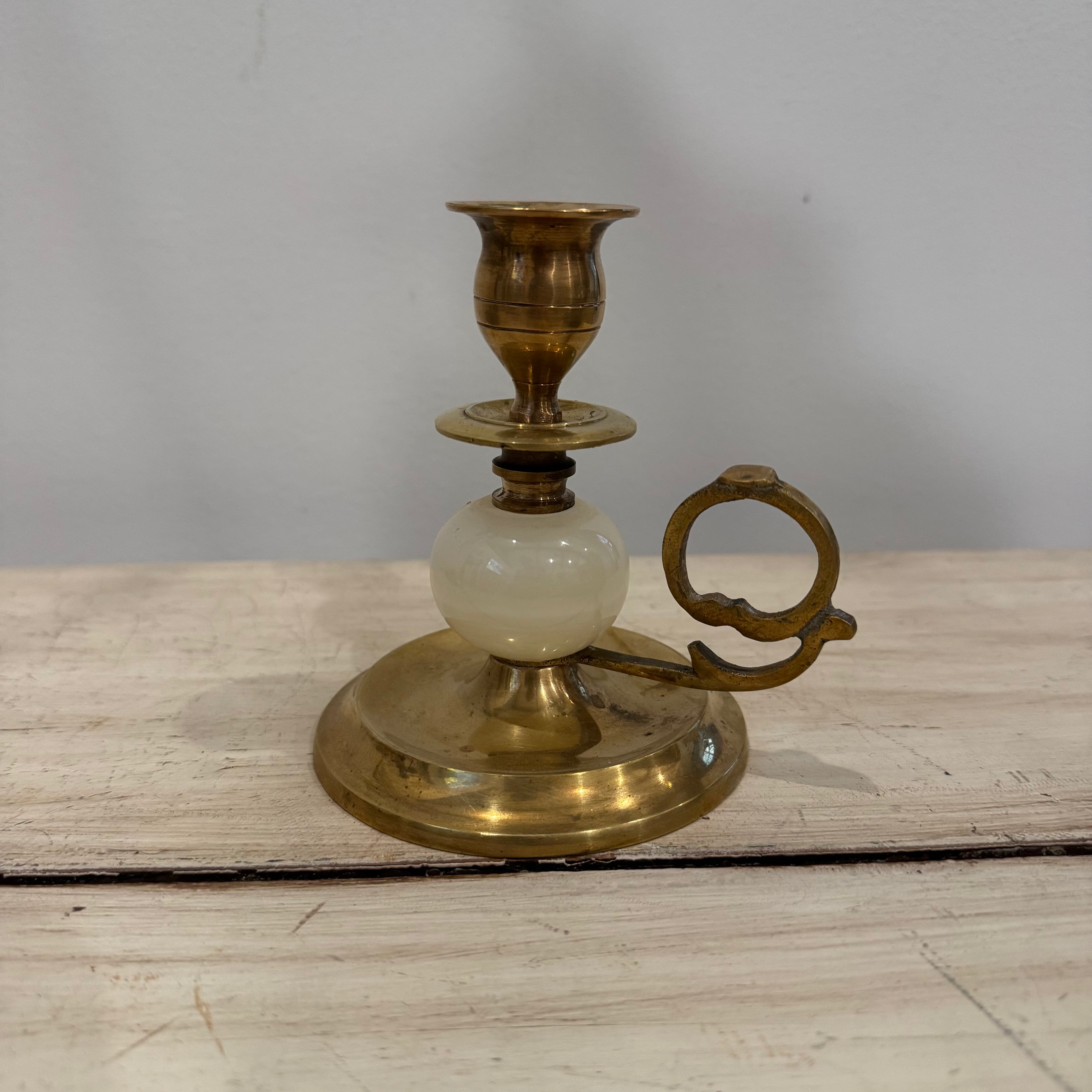 Vintage French Brass & Alabaster Chamberstick