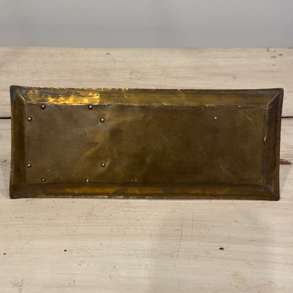 Victorian Brass Inkwell & Pen Tray