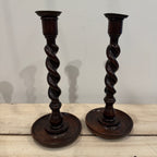 Pair of English Barley Twist Candlesticks