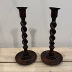 Pair of English Barley Twist Candlesticks