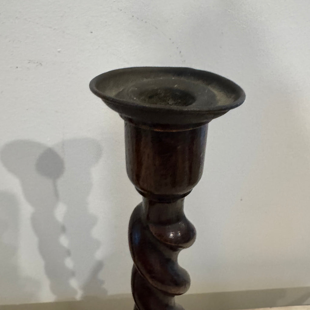 Pair of English Barley Twist Candlesticks