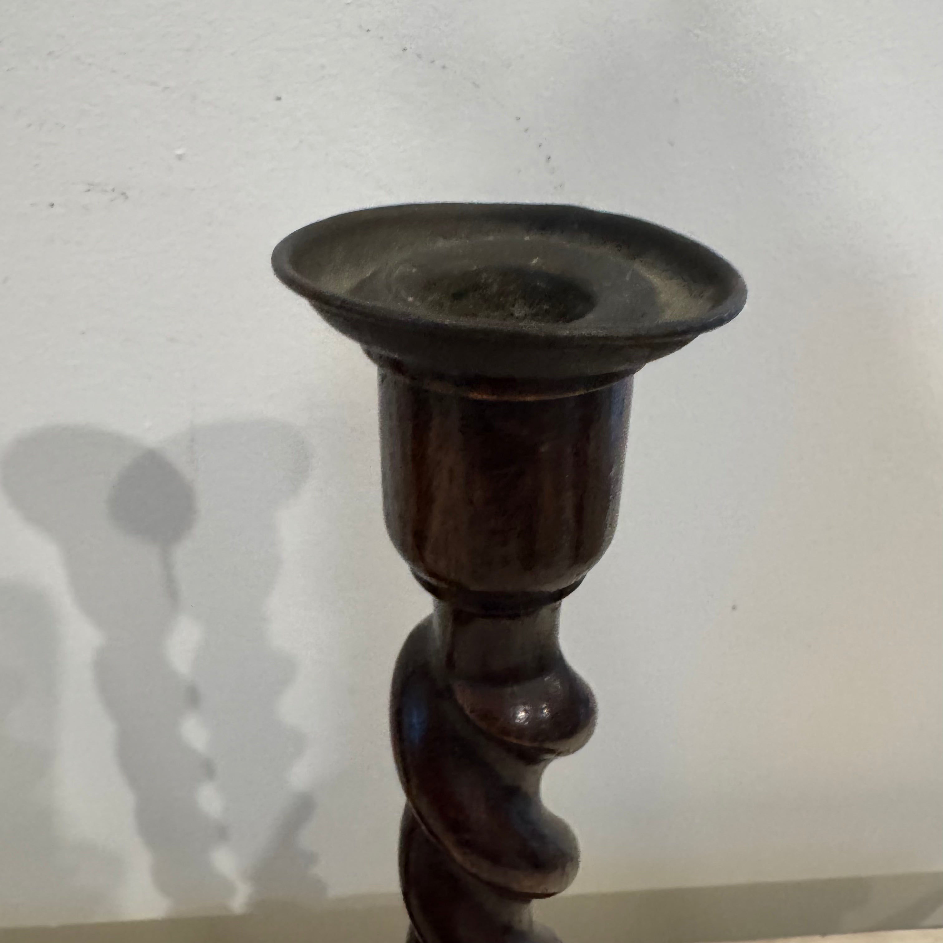 Pair of English Barley Twist Candlesticks