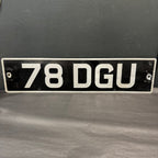 Vintage British Black & Silver License Plate – 78 DGU