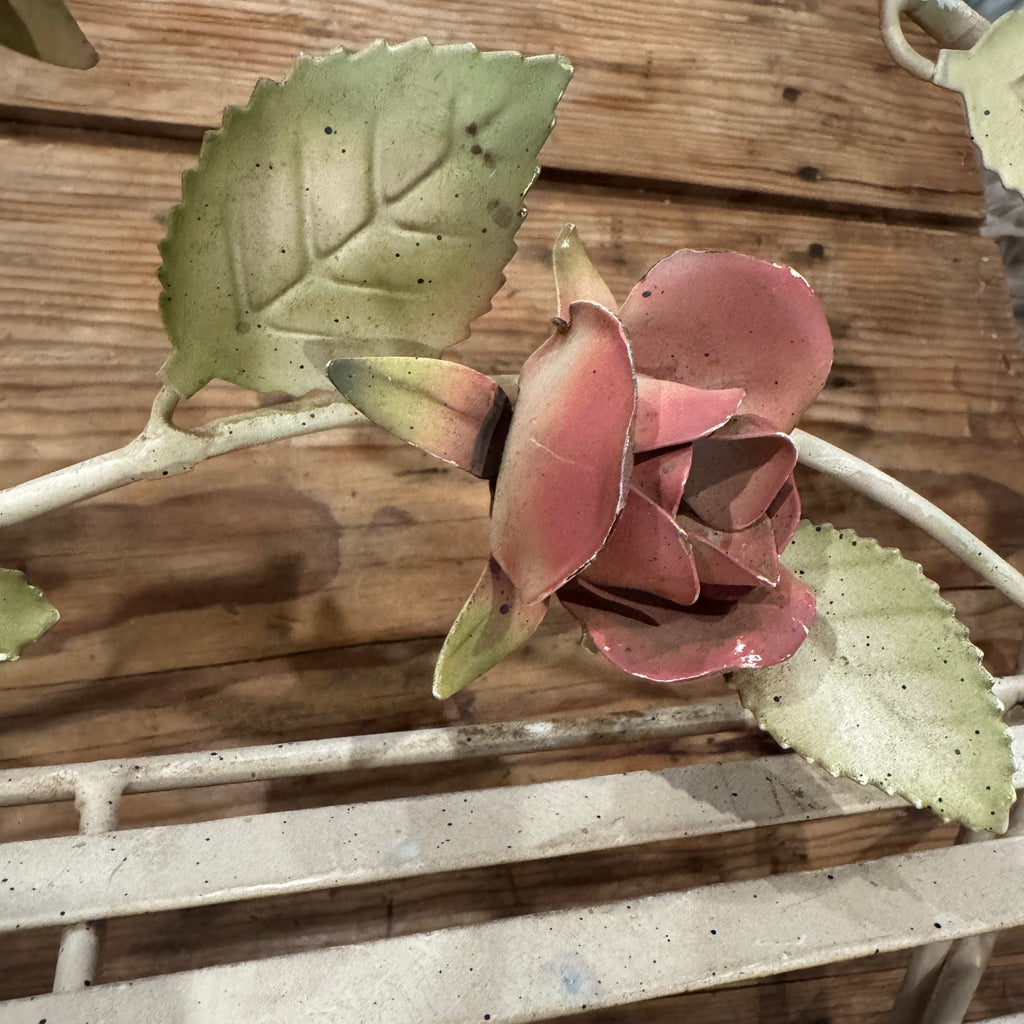 Vintage Tole Rose Wall Shelf
