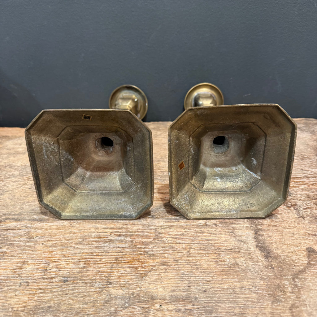 Vintage Brass Baluster Candlesticks – Pair